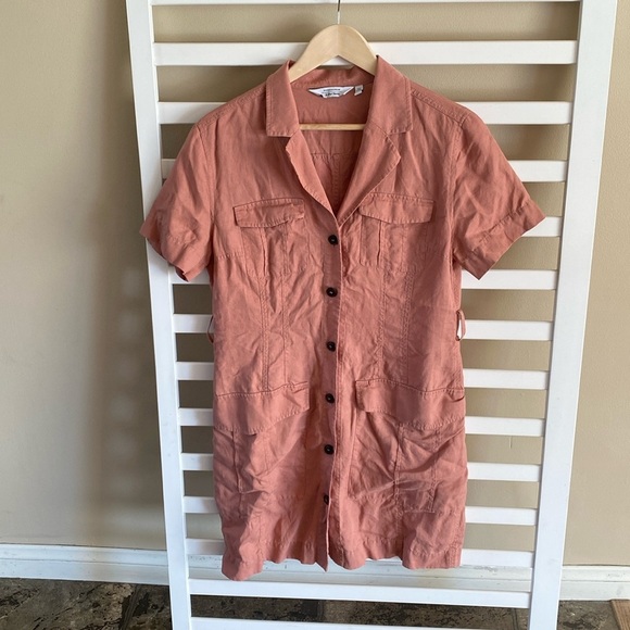 & OTHER STORIES Workwear Mini Button Down Dress In Rose Gold Color Size 10 - Picture 2 of 14